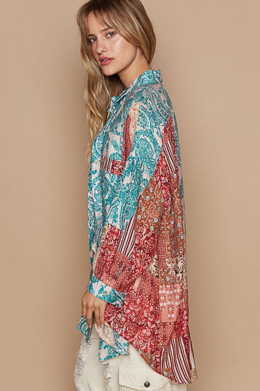 POL Boho Button Down Shirt