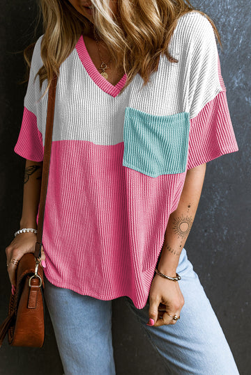 Color Block V-Neck Tee