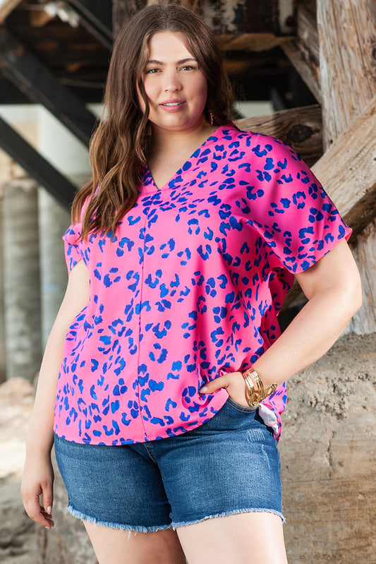 Curvy Collection Leopard V-Neck Blouse