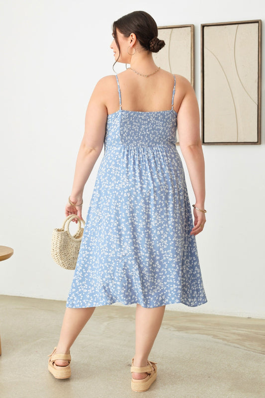 Curvy Collection Cutout Floral Spaghetti Strap Dress