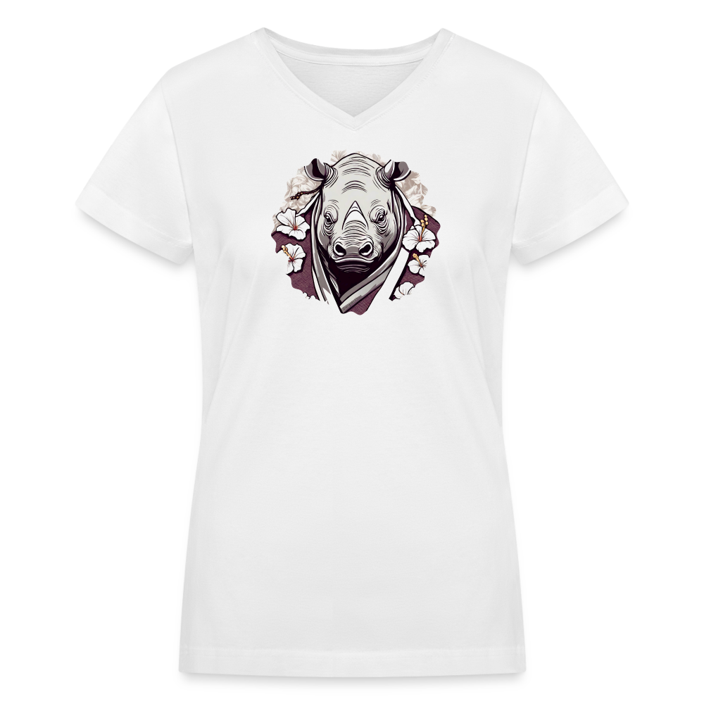 Spring Sun V-neck Tee - white