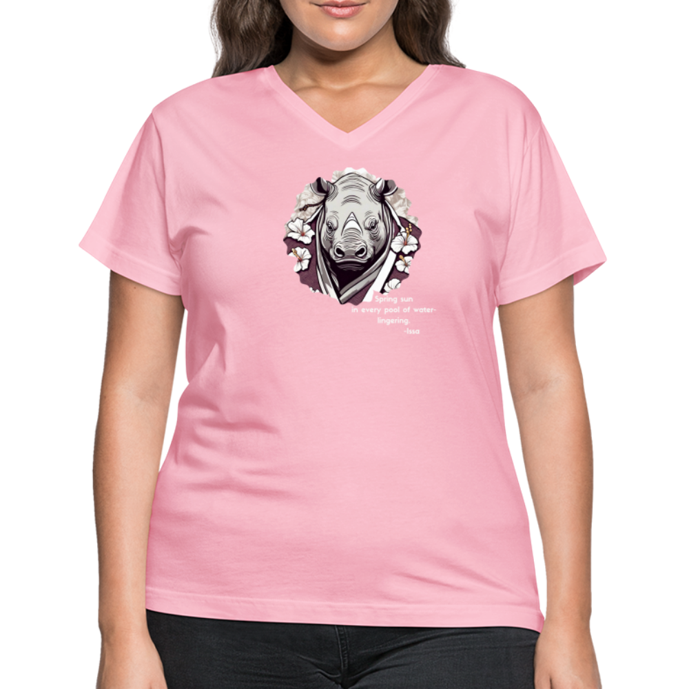 Spring Sun V-neck Tee - pink