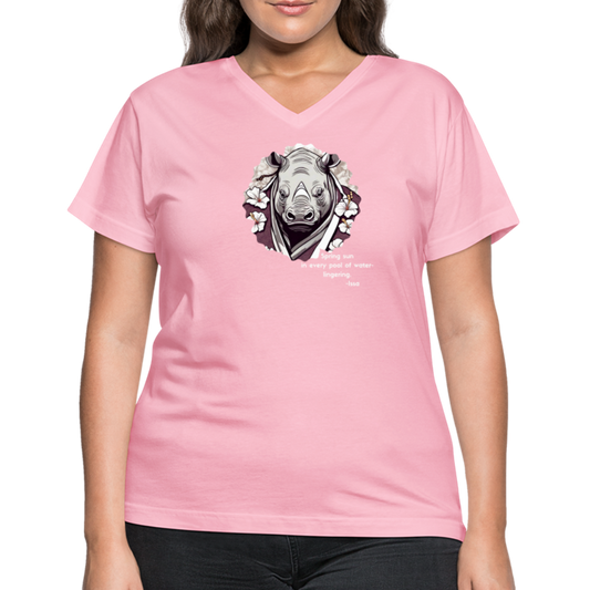 Spring Sun V-neck Tee - pink