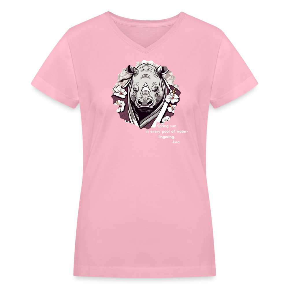 Spring Sun V-neck Tee - pink