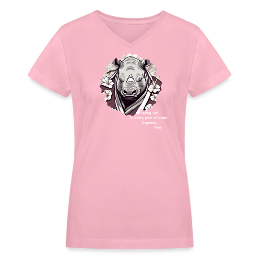 Spring Sun V-neck Tee - pink