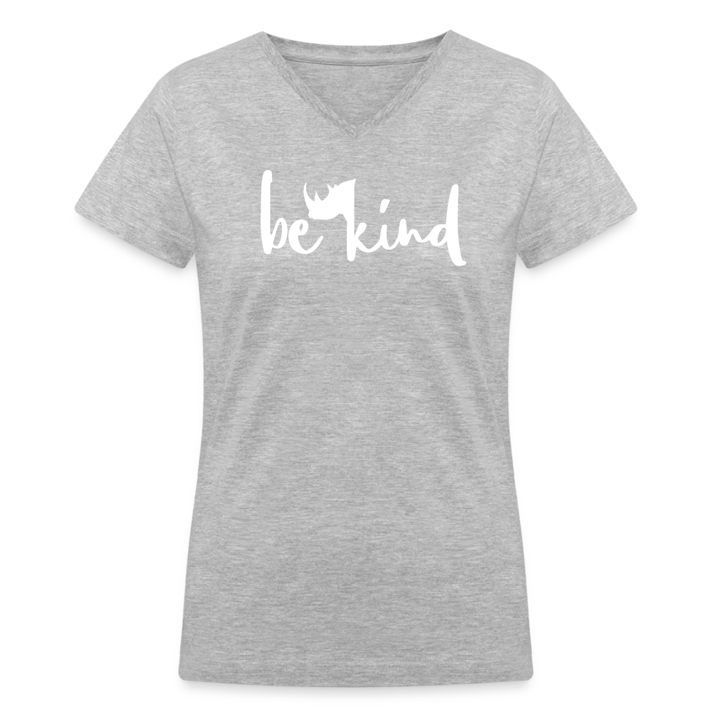 Rhino Be Kind V-Neck Tee - gray