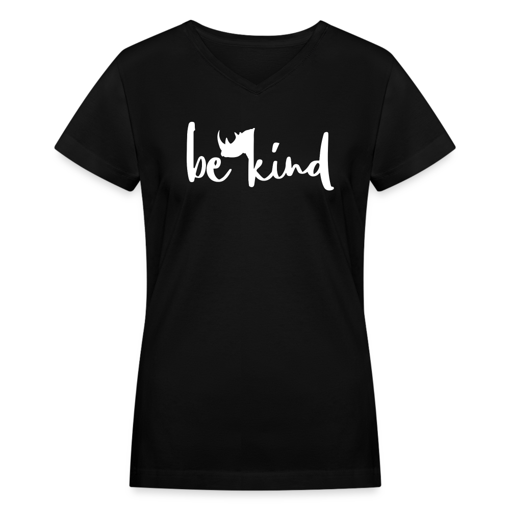 Rhino Be Kind V-Neck Tee - black