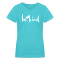 Rhino Be Kind V-Neck Tee - aqua