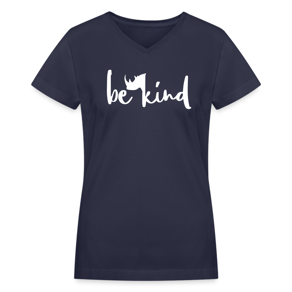 Rhino Be Kind V-Neck Tee - navy