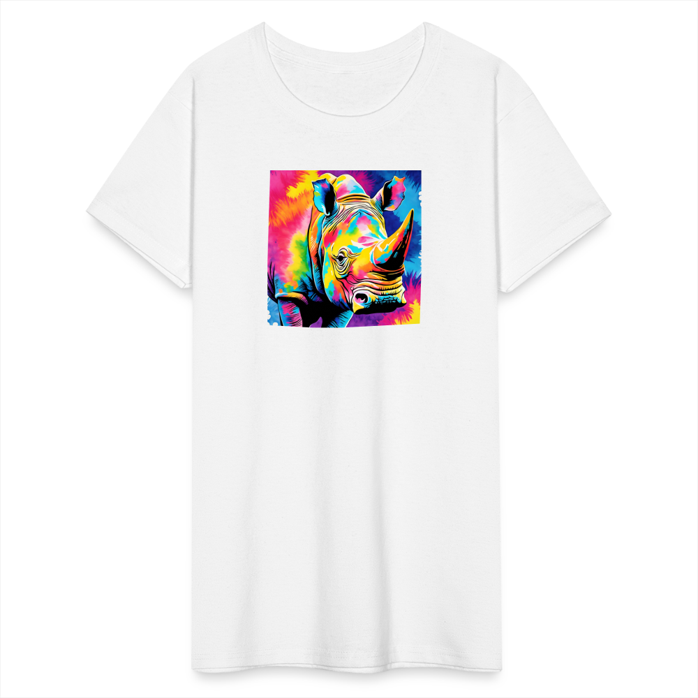 Tie Dye and Rhino Ultra Cotton Tee - white