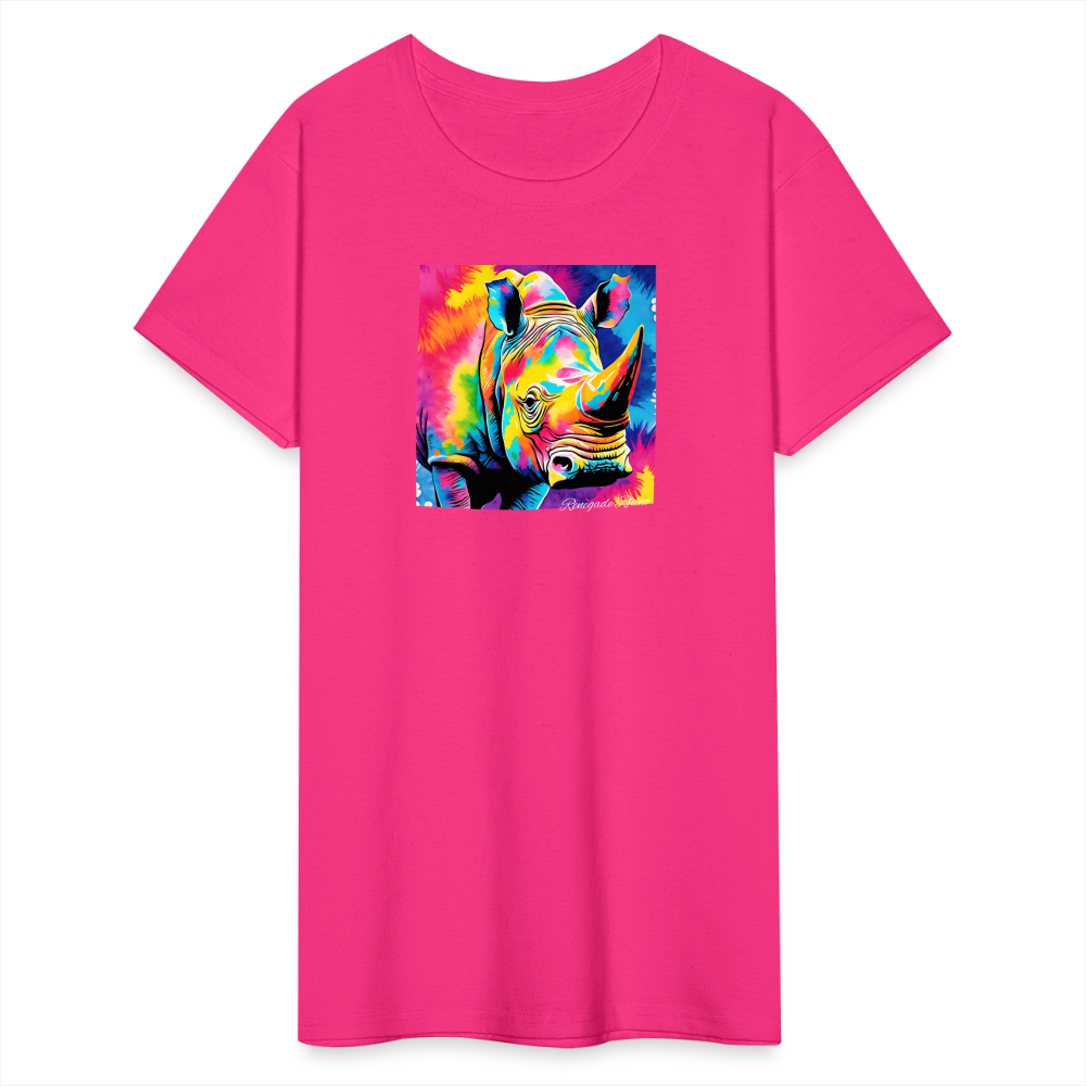 Tie Dye and Rhino Ultra Cotton Tee - fuchsia