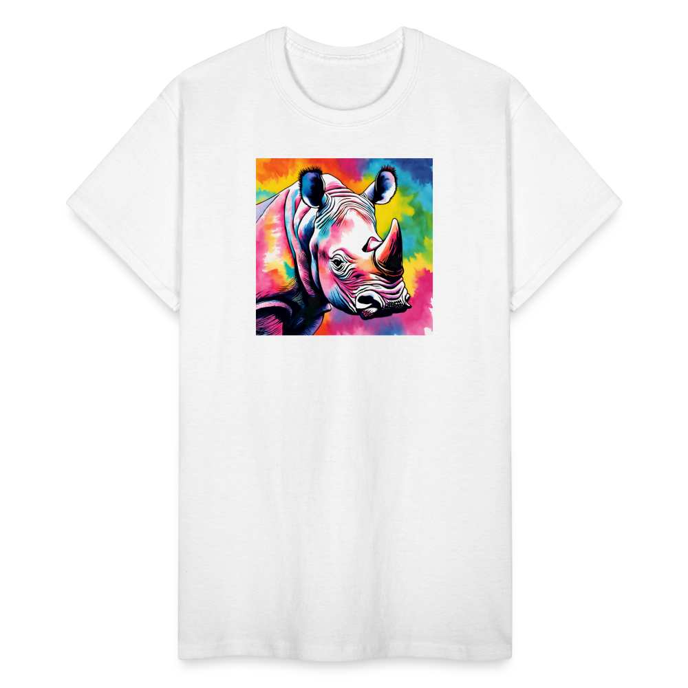 Rhino and Tie Dye Ultra Cotton Tee - white