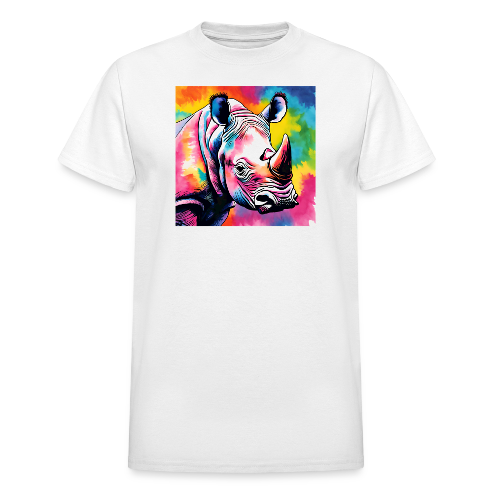 Rhino and Tie Dye Ultra Cotton Tee - white