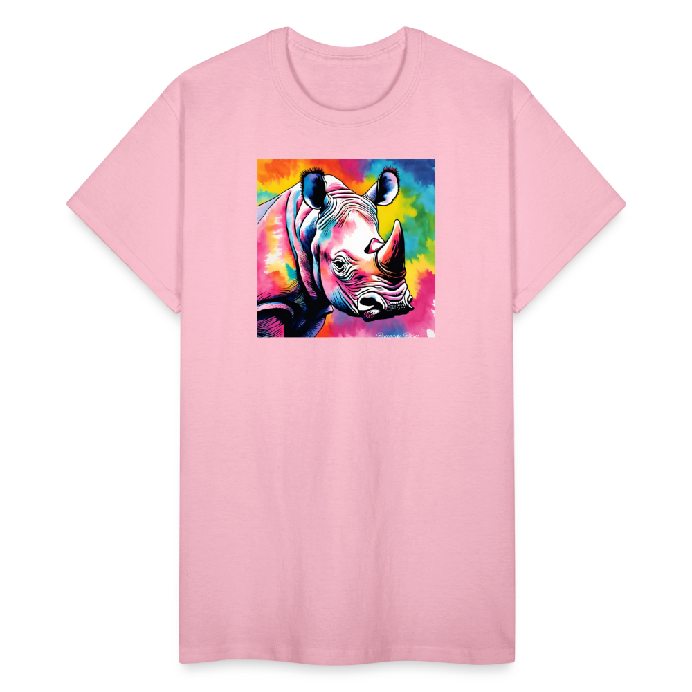 Rhino and Tie Dye Ultra Cotton Tee - light pink