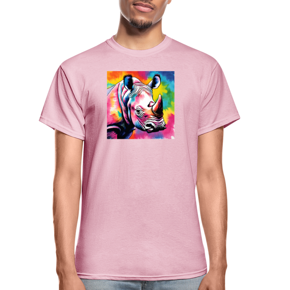 Rhino and Tie Dye Ultra Cotton Tee - light pink