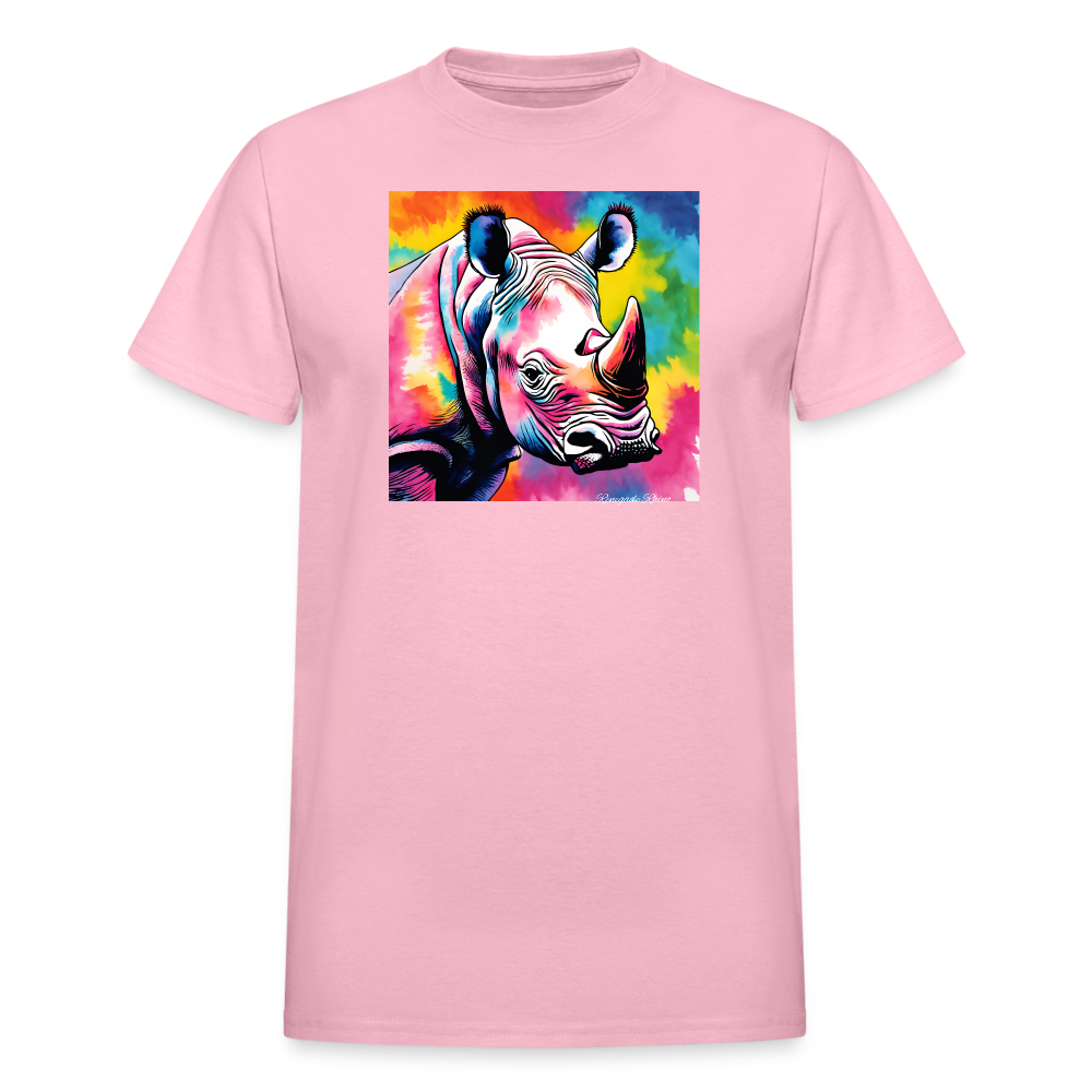 Rhino and Tie Dye Ultra Cotton Tee - light pink