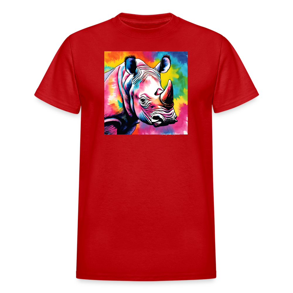 Rhino and Tie Dye Ultra Cotton Tee - red