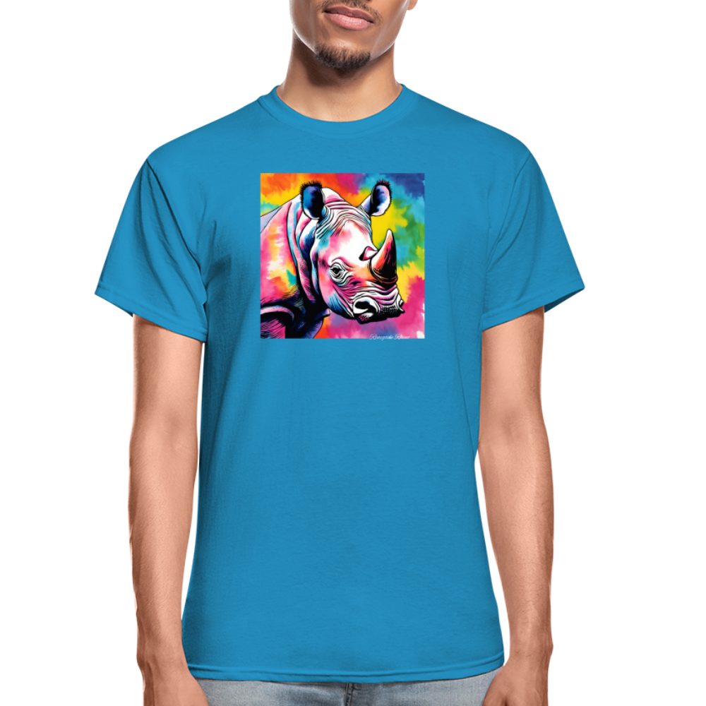 Rhino and Tie Dye Ultra Cotton Tee - turquoise