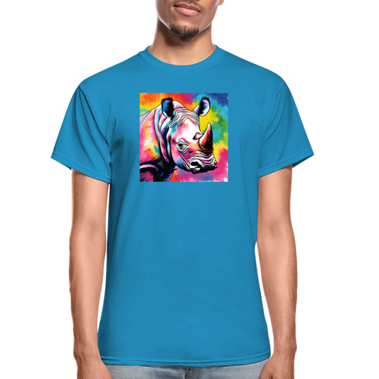 Rhino and Tie Dye Ultra Cotton Tee - turquoise