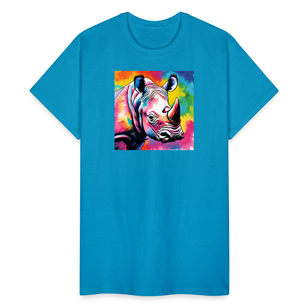 Rhino and Tie Dye Ultra Cotton Tee - turquoise