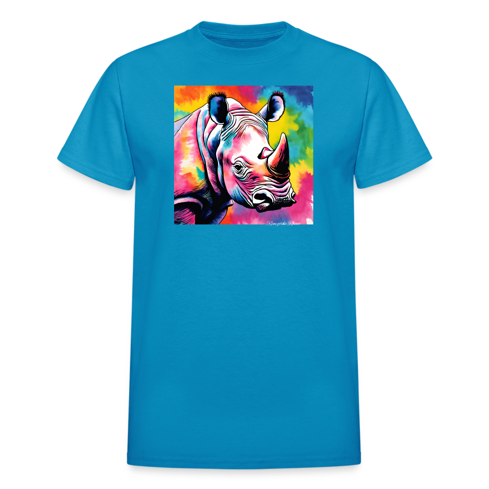 Rhino and Tie Dye Ultra Cotton Tee - turquoise