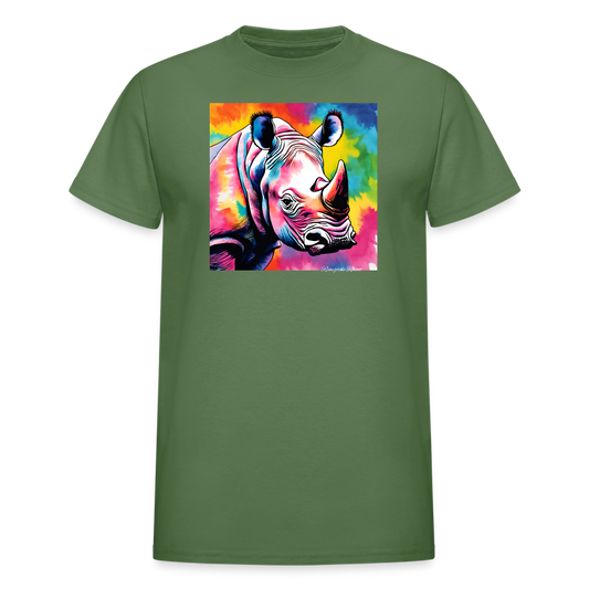 Rhino and Tie Dye Ultra Cotton Tee - military green