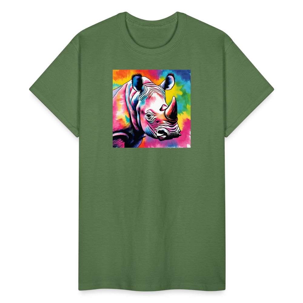 Rhino and Tie Dye Ultra Cotton Tee - military green