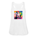 Tie Dye Rhino Women's Flowy Tank Top - white