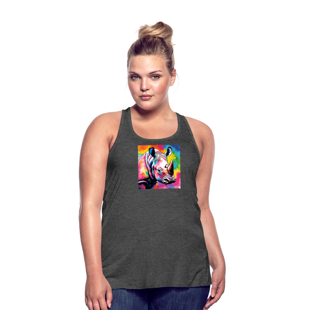 Tie Dye Rhino Women's Flowy Tank Top - deep heather