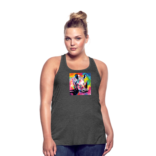 Tie Dye Rhino Women's Flowy Tank Top - deep heather