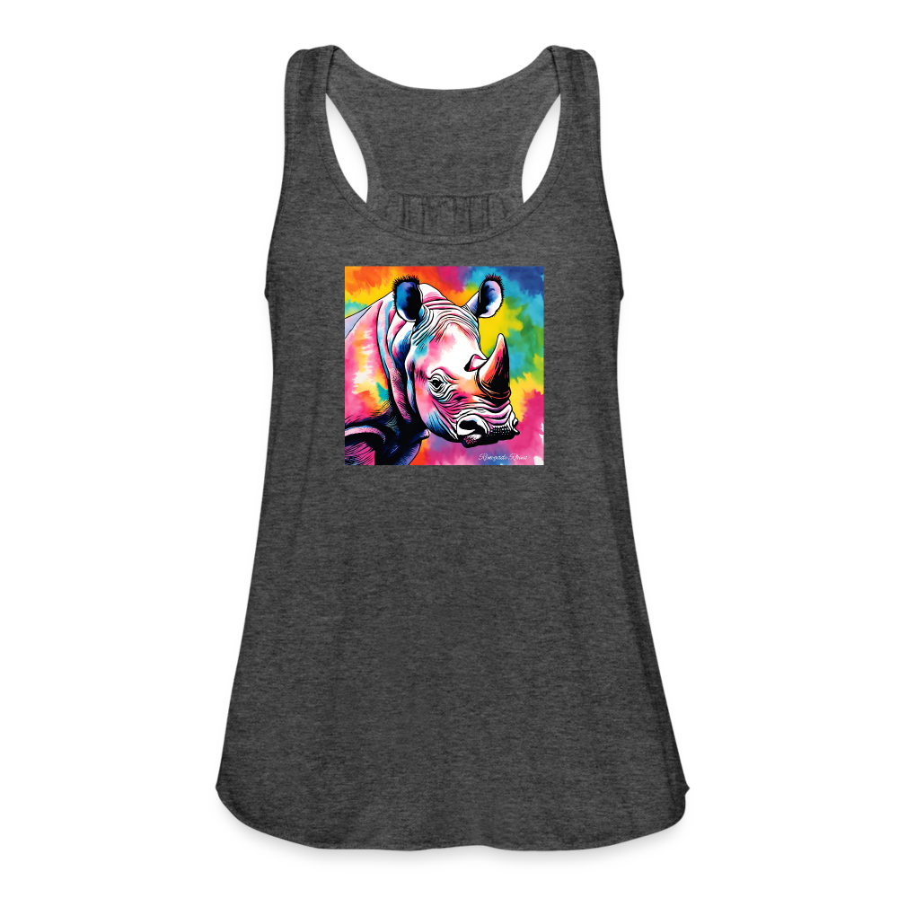 Tie Dye Rhino Women's Flowy Tank Top - deep heather