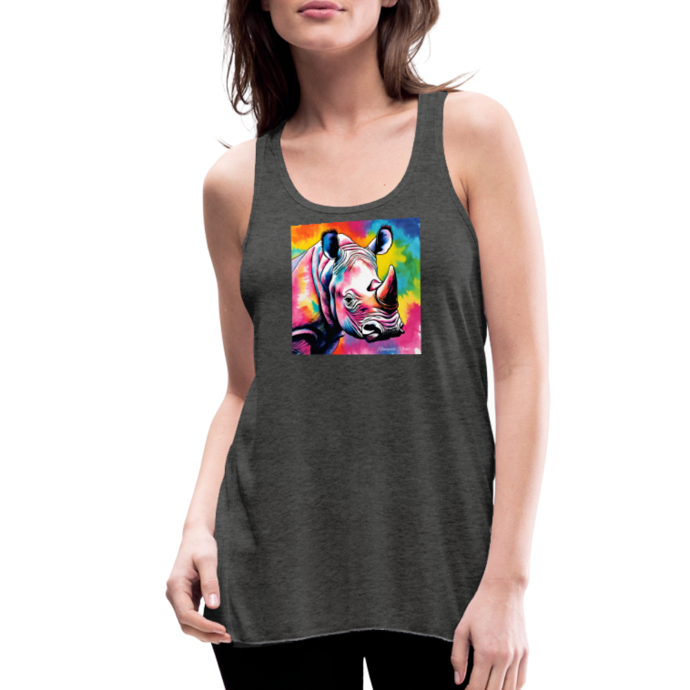 Tie Dye Rhino Women's Flowy Tank Top - deep heather