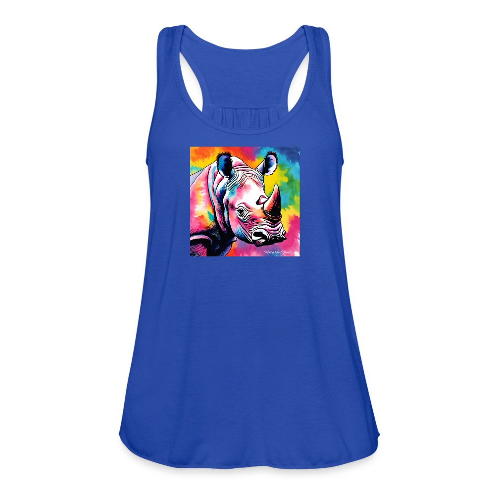 Tie Dye Rhino Women's Flowy Tank Top - royal blue