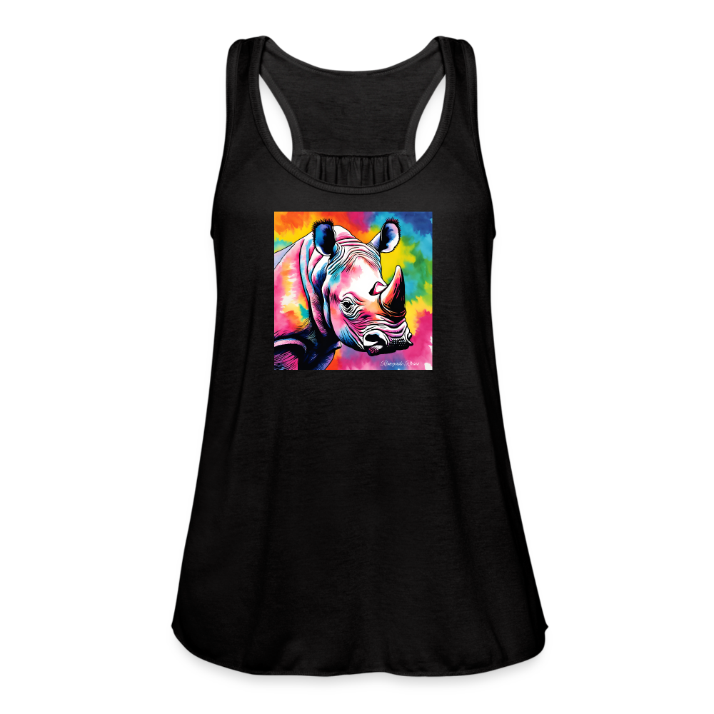 Tie Dye Rhino Women's Flowy Tank Top - black