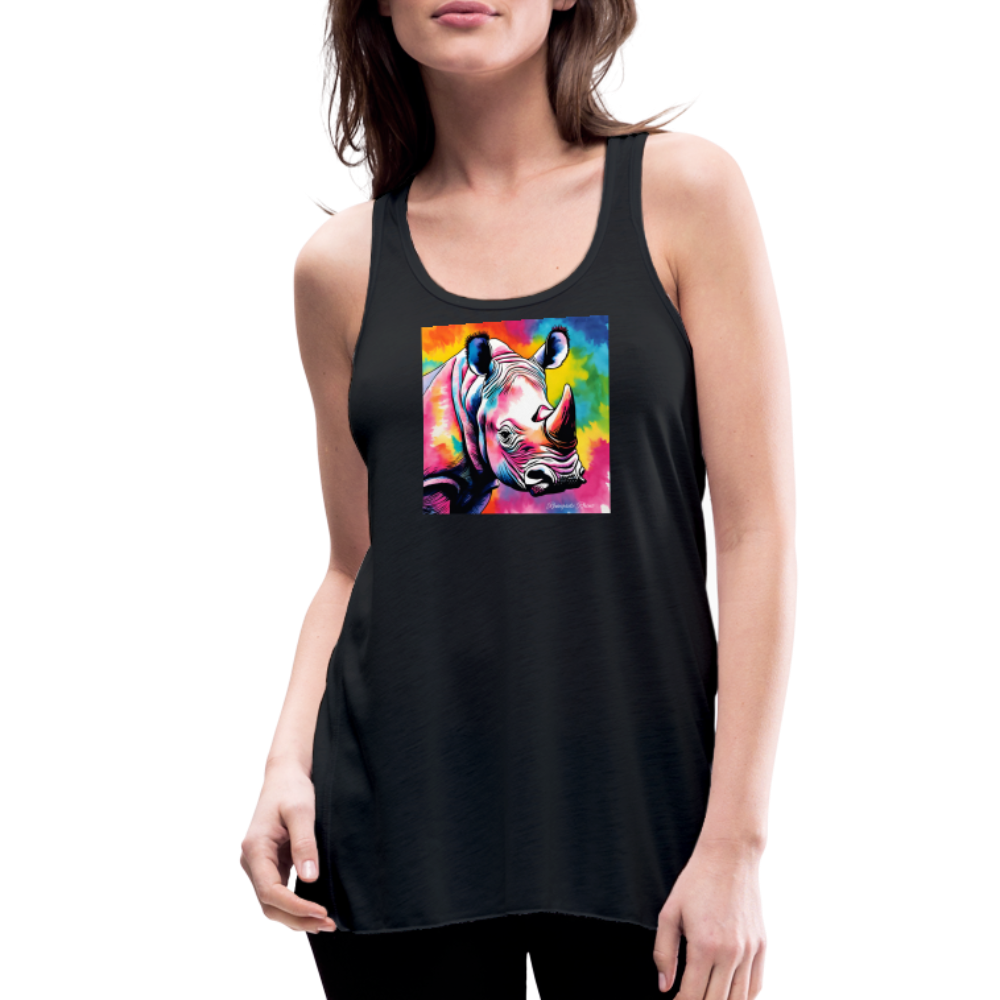 Tie Dye Rhino Women's Flowy Tank Top - black