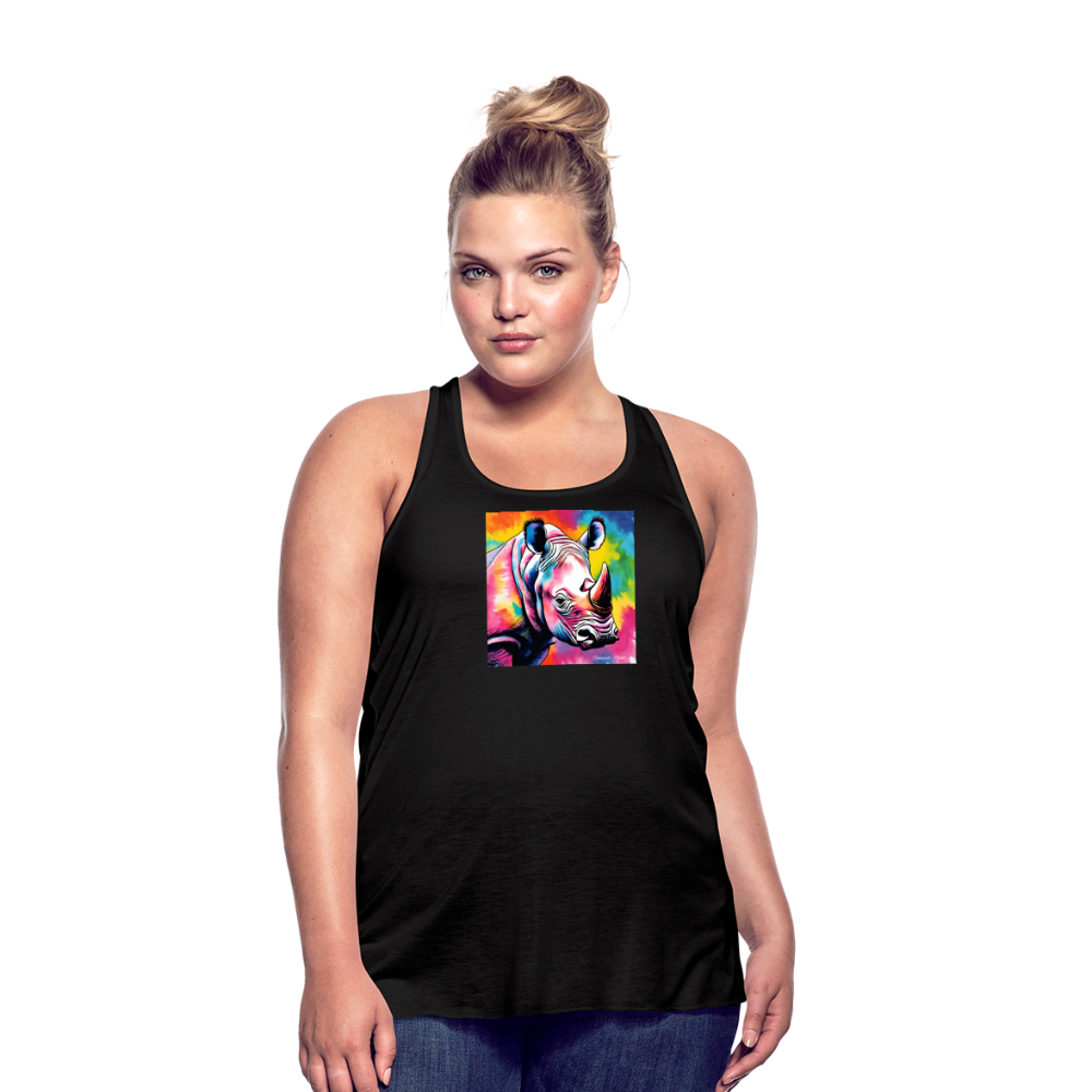 Tie Dye Rhino Women's Flowy Tank Top - black