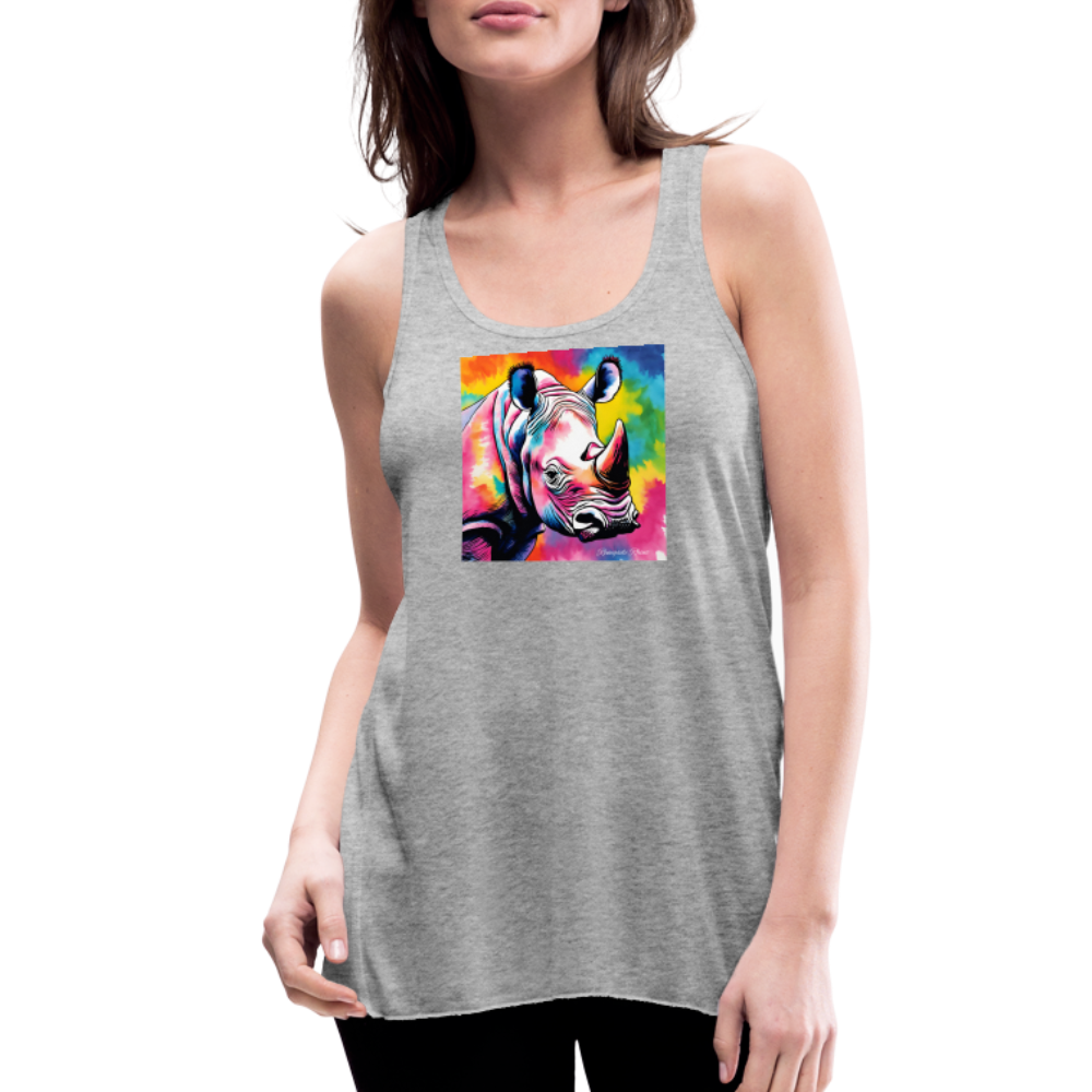 Tie Dye Rhino Women's Flowy Tank Top - heather gray