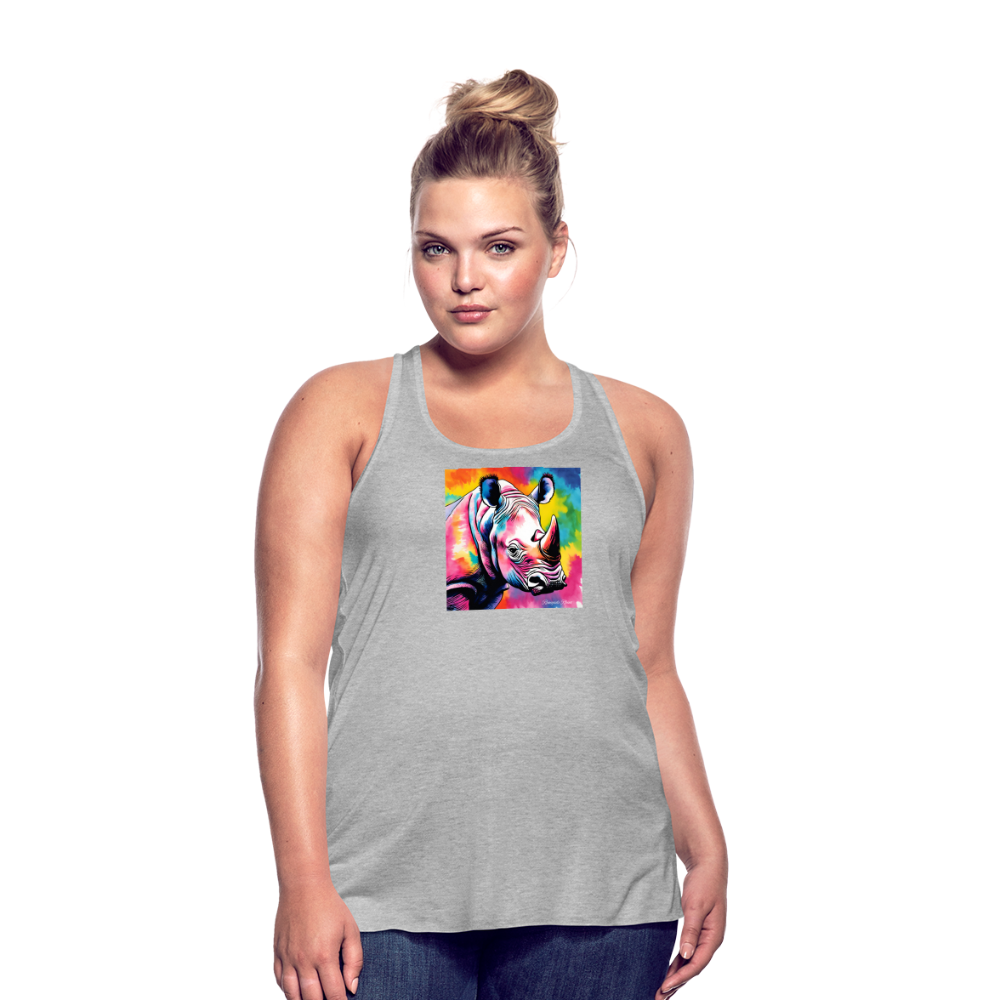 Tie Dye Rhino Women's Flowy Tank Top - heather gray