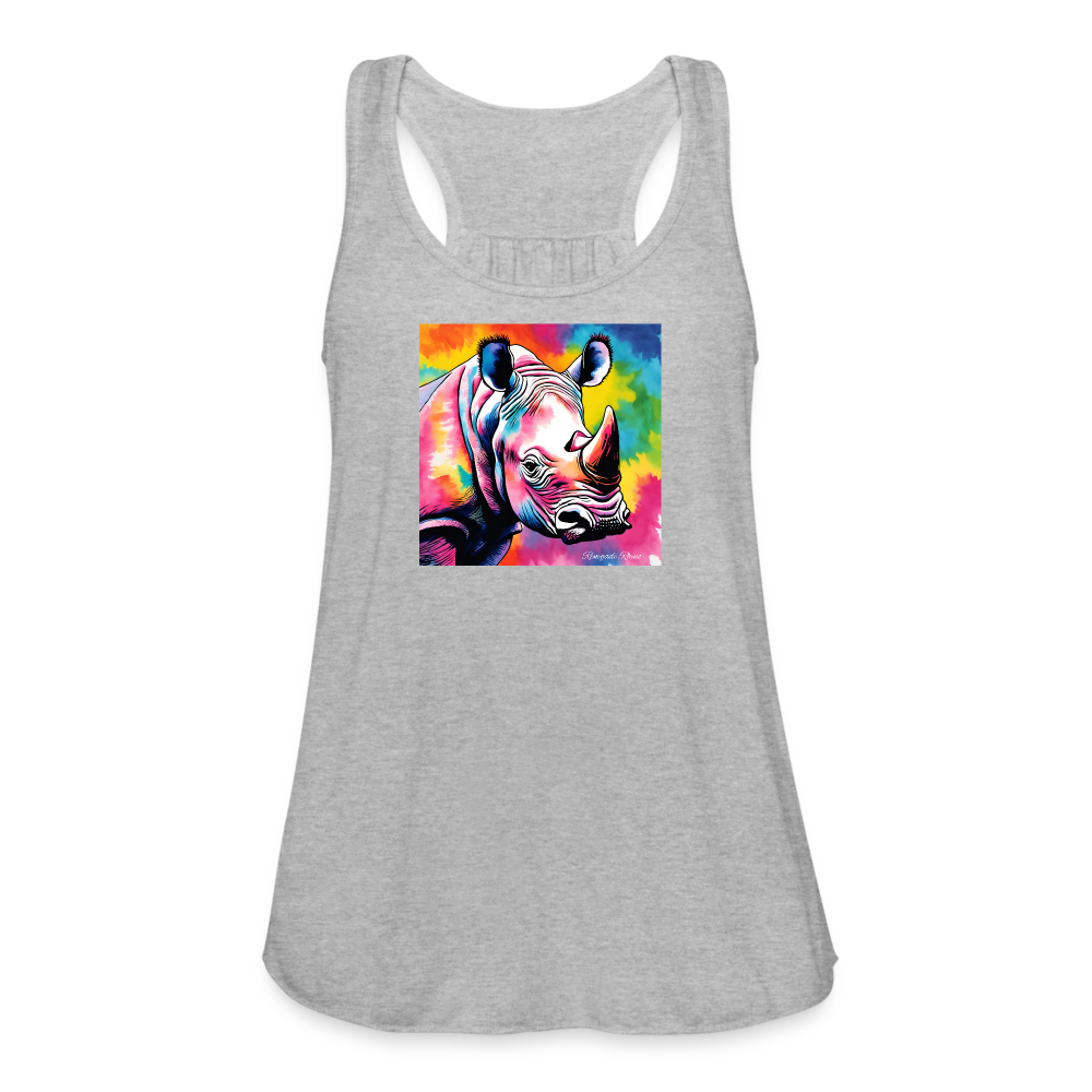 Tie Dye Rhino Women's Flowy Tank Top - heather gray