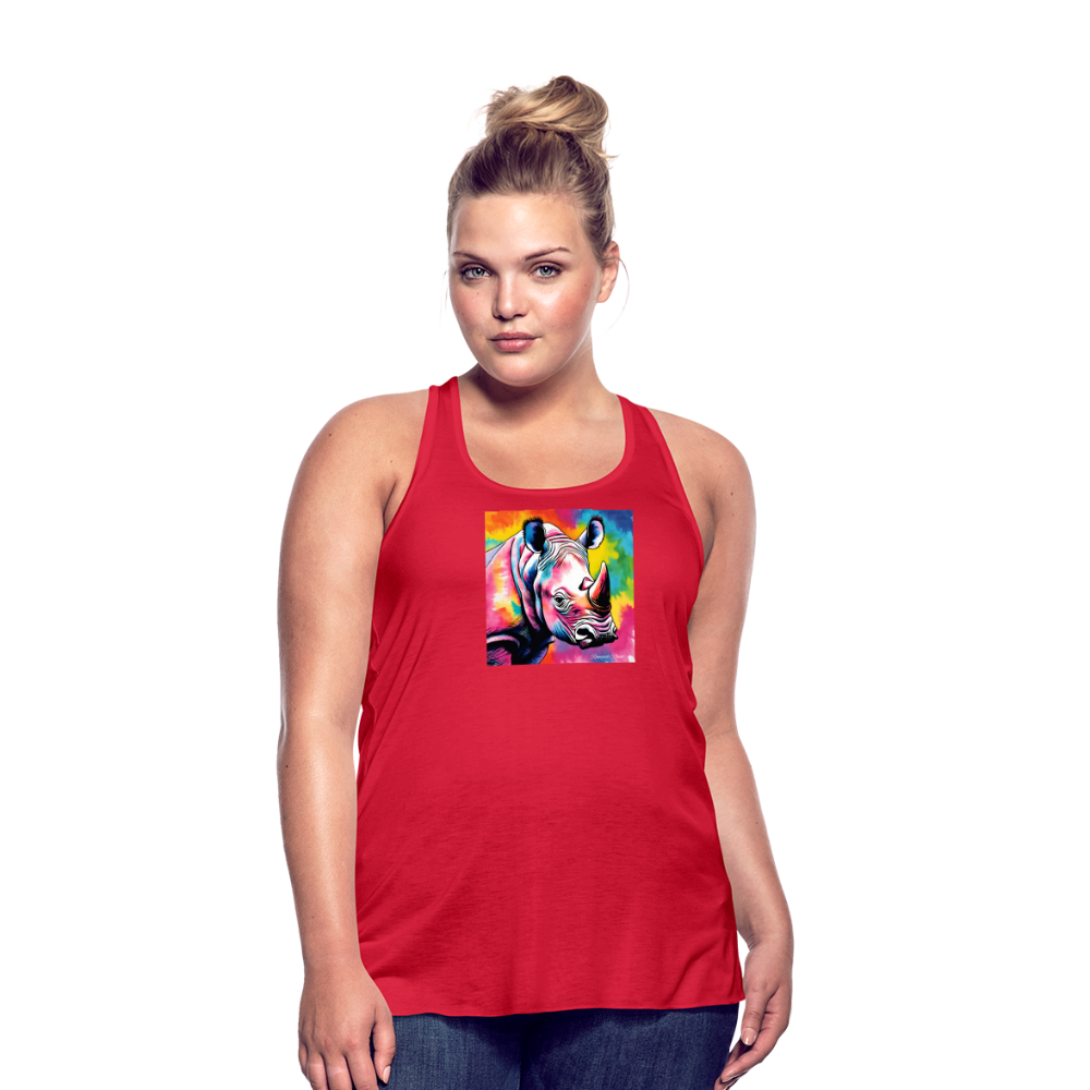 Tie Dye Rhino Women's Flowy Tank Top - red