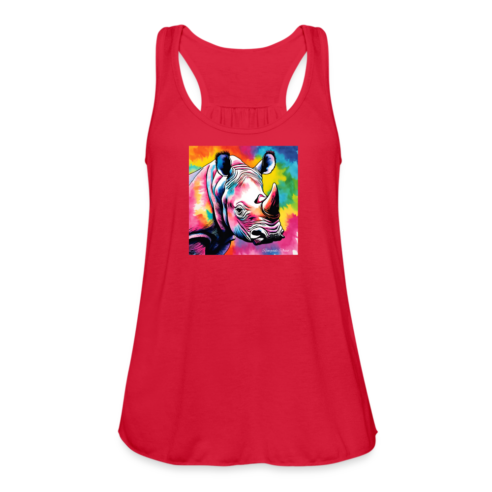 Tie Dye Rhino Women's Flowy Tank Top - red