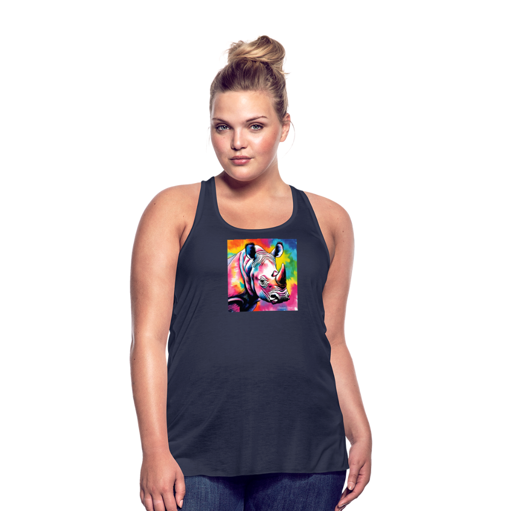 Tie Dye Rhino Women's Flowy Tank Top - navy