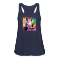 Tie Dye Rhino Women's Flowy Tank Top - navy