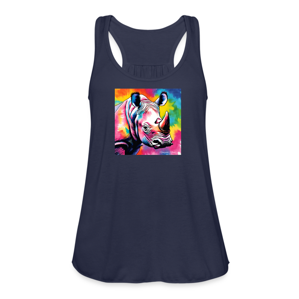 Tie Dye Rhino Women's Flowy Tank Top - navy