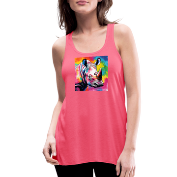 Tie Dye Rhino Women's Flowy Tank Top - neon pink