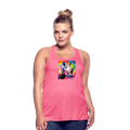 Tie Dye Rhino Women's Flowy Tank Top - neon pink