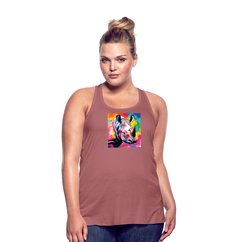 Tie Dye Rhino Women's Flowy Tank Top - mauve