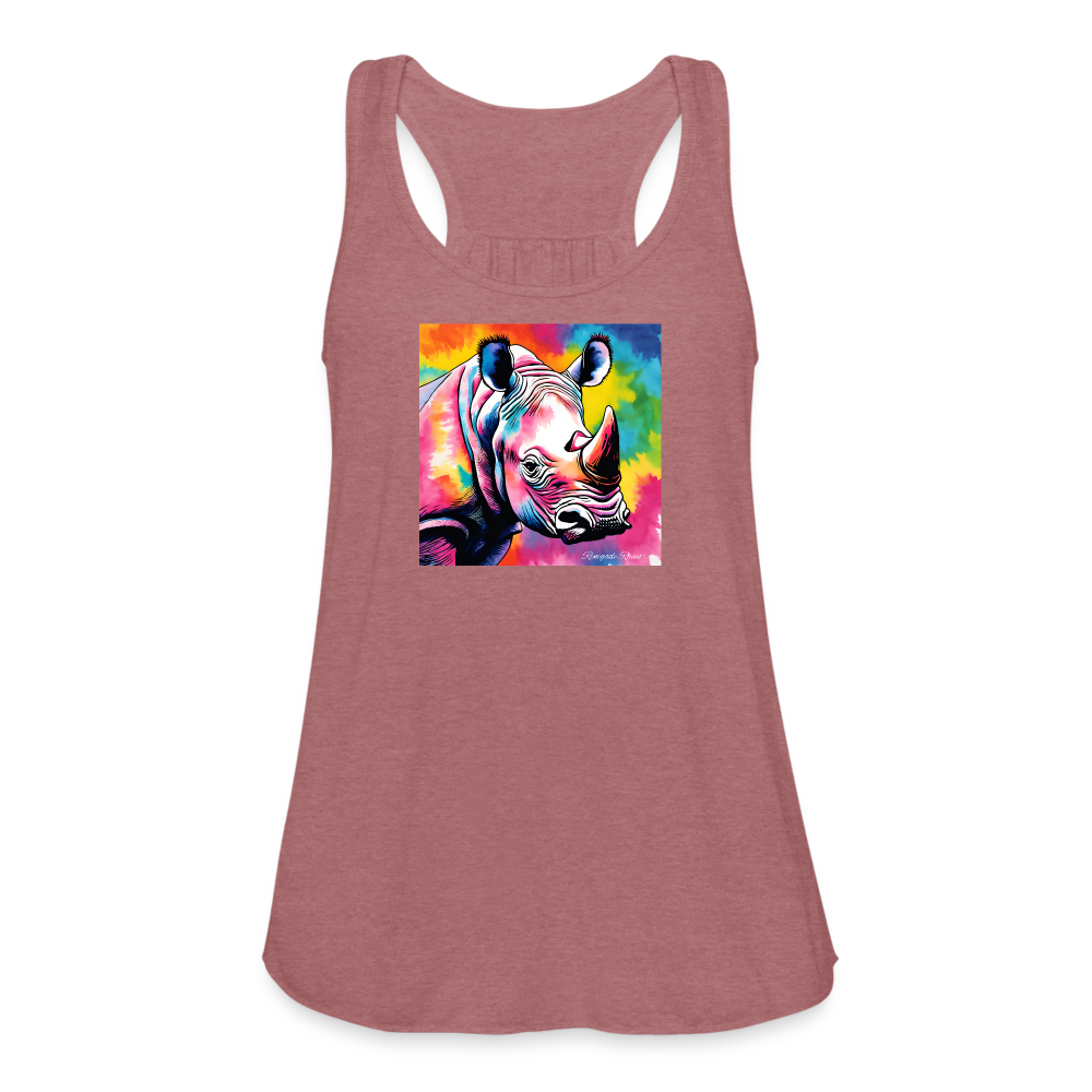 Tie Dye Rhino Women's Flowy Tank Top - mauve