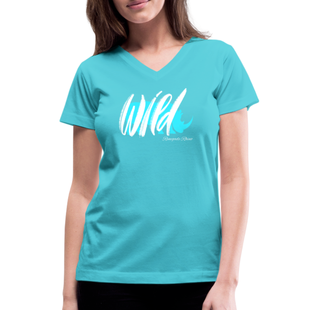 Wild Women's V-Neck Tee - aqua