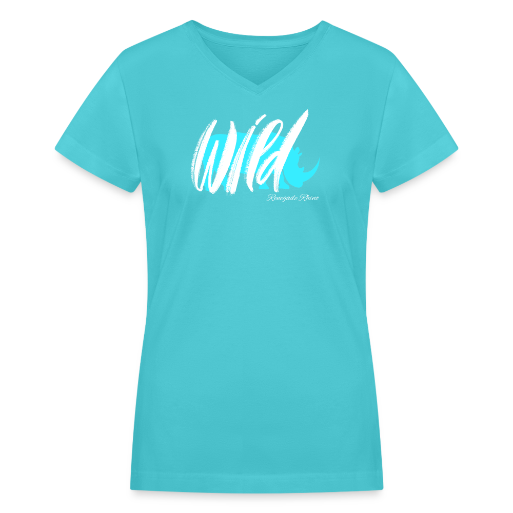 Wild Women's V-Neck Tee - aqua